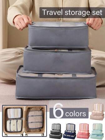 1/3pcs Travel Packing Cubes, Large Capacity Clothes Organizer Bags, Foldable Luggage Packing Organizers, Travel Essentials, Compression Pouches, Mesh Storage Bags, Organizing & Storing, Travel Accessories, Back To School, Dorm Essentials, Autumn New Arrival