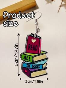 1pc Custom Personalized Teacher Earrings. Rainbow Pencil. Back To School, Teacher Appreciation, Teacher Gift - Multicolor - View 9