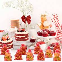 1/20/50 pièces Sacs d'emballage cadeaux, sacs en organza violet pour bonbons, sacs d'emballage de couleur violet foncé pour la vaisselle, sacs d'emballage de lavande et d'épices, articles de décoration pour Halloween et Noël, fournitures d'emballage de cadeaux pour mariage et fête festive, sacs d'emballage de cadeaux pour événements et fêtes festives, convient pour diverses fêtes festives