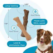 Outward Hound Dogwood Wood Durable Dog Chew Toys, Real Wood &Amp; Calming Hemp, 2-Pack, Medium - MàuA - Xem 4