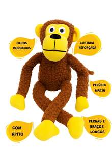 Large Plush Monkey With Squeaker Dog Chew Toy Long Legs And Arms - Rust Brown - View 2