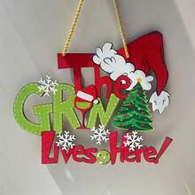 Classic Wooden Christmas Hanging Decor With Snowflake, Tree And Hat - Suitable For Porch, Wall, Window, Door Decoration | Indoor/Outdoor Holiday Party Accessory - Multicolor - View 1