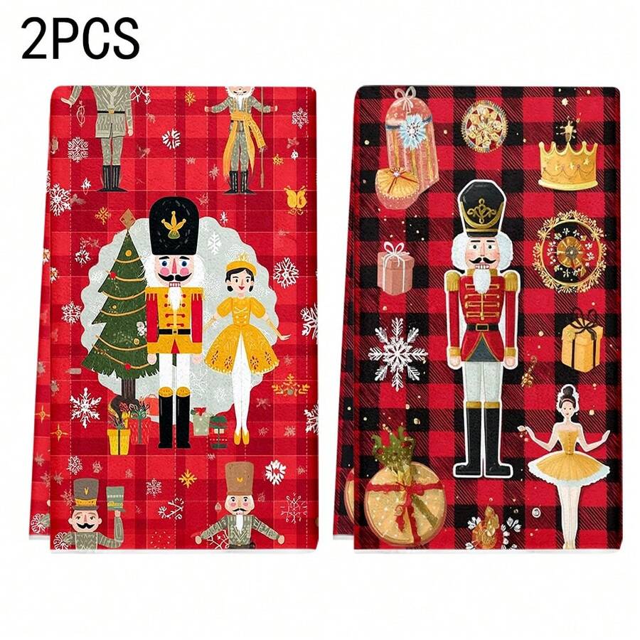 1 buc/2 buc/100 buc prosoape de bucătărie și lavete cu model imprimat cu tematică de Crăciun, potrivite pentru decorarea interioară în restaurante, bucătării, băi, decorarea petrecerilor, cadouri de sărbători și pot fi oferite cadou de Crăciun.