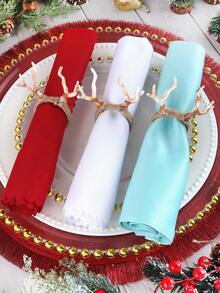 1/2/4pcs Christmas Deer Horn Napkin Rings, Christmas Hotel Dining Table Decor Napkin Holders, Christmas Deer Horn Napkin Paper Holders, Christmas Napkin Clips, Suitable For Christmas Party Dining Table Cloth Decoration