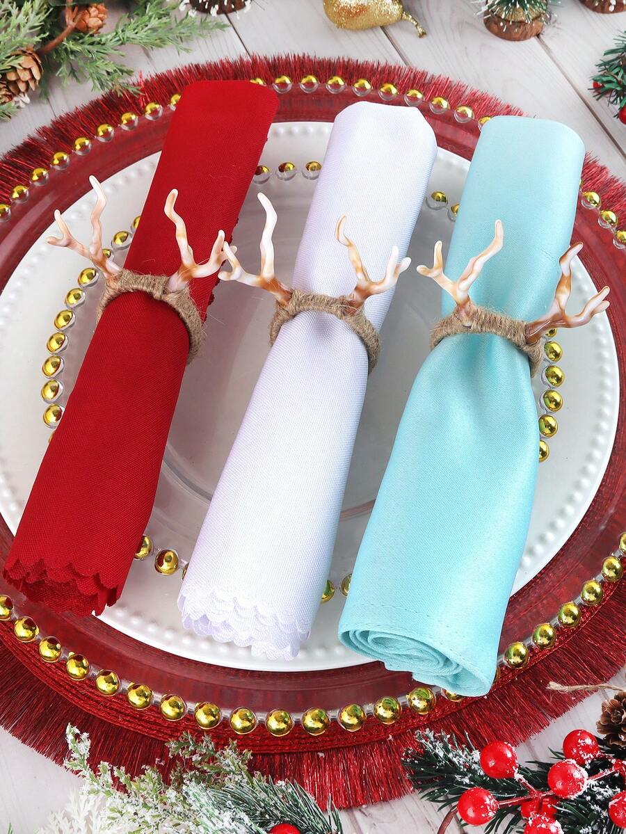 1/2/4pcs Christmas Deer Horn Napkin Rings, Christmas Hotel Dining Table Decor Napkin Holders, Christmas Deer Horn Napkin Paper Holders, Christmas Napkin Clips, Suitable For Christmas Party Dining Table Cloth Decoration