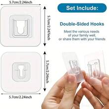 3/5/8/10pairs Multipurpose Wall-Mounted Power Strip Holders - Utility Hooks With Transparent Interlocking Buckles, Strong Adhesive Fasteners, And Reusable Plastic Sticky Pads For Easy Bathroom And Door Organization - No-Drill Installation And Space-Saving Design