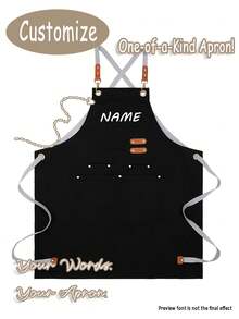Customized Canvas Apron With Pockets, Personalized Text And Photo Apron, Unisex Work Apron, Suitable For Hair Salon, Nail Artist, Barista, Baker, Gardener, Makeup Artist, Adjustable Pink Apron, Unisex Customized Cooking Apron - Multicolor - View 2