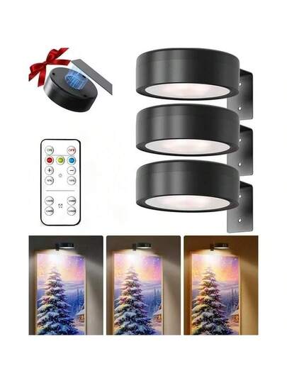 Battery Powered LED Wand Lights Remote Control, Dimmable Temperature Timer, Cordless Sconce Lighting Gallery, Staircase, Hallway, Bedroom Frame (Batteries Not Included) view 11