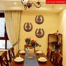 1pc Acrylic Horseshoe Wall Decor With Cowboy Pattern, Western Rustic Style Horseshoe Decoration, Suitable For Bedroom, Living Room, Bathroom, Farmhouse Home Decor Indoor And Outdoor, Random Delivery