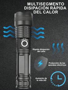 2 piezas Linterna táctica de alta potencia de visualización de potencia,linterna resistente al agua,recargable por USB,linterna potente con zoom, batería de larga duración, linterna LED para acampadas, emergencias y actividades al aire libre. - 2 piezas - Ver 10