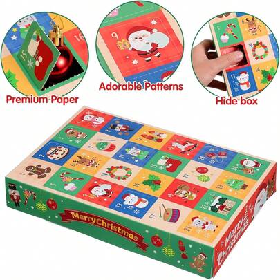 5Pcs Christmas Gift Box 12Grid DIY Countdown Advent Calendar Box Poked With Finger Surprise 2026 New Year Gifts Decoration