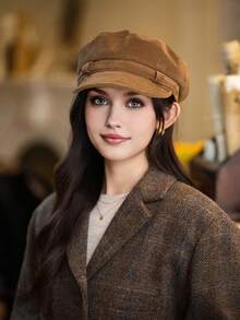 1 pièce Béret femme de couleur unie, polyvalent et rétro. Convient pour l'automne/l'hiver. Casquette d'artiste élégante. Casquette de type "newsboy" de haute qualité et chaude pour les déplacements quotidiens, le camping, les voyages, la randonnée, les parcs à thème, les cafés, les fermes, les rassemblements familiaux, les fêtes, les séances photo - MM2271 - Voir 4