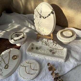 Jewelry Display Stand Gypsum Rose Vintage Jewelry Tray Holder Organizer Necklace Photography Prop