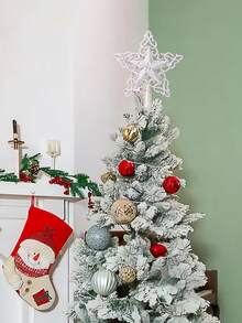 Ponteira de Árvore de Natal, Floco de Neve com Glitter para Árvore de Natal - 20 cm, Decoração de Natal em Dourado e Prateado, para Decoração de Árvore de Natal, Decoração de Festa de Ano Novo, Decoração de Festas, Decoração de Interiores, Decoração de Natal, Presentes de Natal, Decoração de Natal