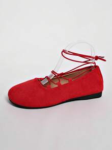 Women's Round Toe Flat Soft Bottom Casual Shoes, Versatile Solid Color Elegant, Fashionable Vacation, Neutral Sports, Preppy School, Party, Basic, Beach, Bohemian Casual, Cute Fairy, Punk Retro, Wedding, Business Party, Outdoor, Sexy Chinese Style, Lolita, New Chinese Style, Y2K Gothic, Western, Streetwear , Cute Western Wedding, Chinese Wedding, Nightclub, Workwear Criss-Cross Drawstring Sandals, Beach, Holiday, Wedding, Office, Home, Gym, Outdoor, Spring, Summer, Autumn, Winter