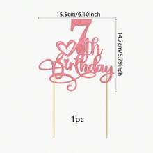 1Pc Glitter Pink 1st-18th Birthday Cake Topper Happy 1-18 Years Old Birthday Cake Supplies 1st-18th Birthday Party Decorations - Pink Glitter