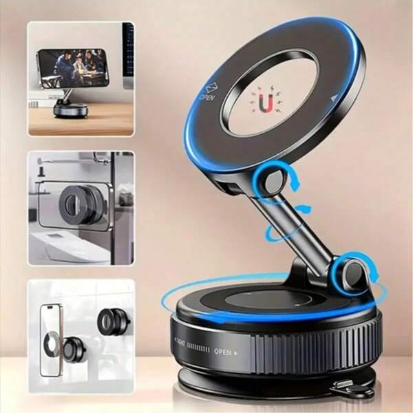 Vacuum Magnetic Phone Holder, Foldable Suction Cup Car Mount, 360° Rotating Magnetic Holder, Compatible With Cars, Gyms, Mirrors, Smooth Surfaces, Universal Fit For Smartphones, Secure And Stable, Easy To Install, Ideal For Daily Commute, Road Trips, Family Travel, Holiday Gift, Trending Car Accessory, Perfect For Christmas, Thanksgiving, Back To School, Enhances Car Interior, Space-Saving Solution, Popular For Drivers, Students, Gift For Friends, Family.