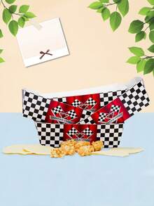 10 pièces/20 pièces/50 pièces Plateaux en papier pour fête de voitures de course, plateaux en papier à damier, bateaux à nachos, assiettes, vaisselle de fête de jour de jeu en vrac, fournitures de paniers à collation thème course pour décoration de fête d'anniversaire ou de baby shower