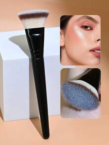 1 件专业粉底化妆刷，面部美容工具 - 黑色 - 查看 1