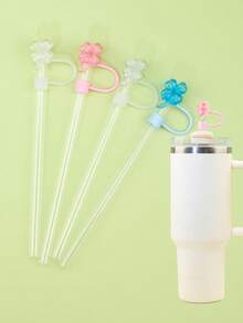 4 PIEZAS/6 PIEZAS/7 PIEZAS Tapas de silicona para sorbetes de 10 mm/0.4 pulgadas, accesorios para taza de 30/40 onzas con asa, funda para sorbete de Love Shack Fancy, tapa de sorbete con forma de flor de huevo para días festivos, tapa reutilizable para sorbete de taza