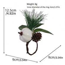 Christmas Napkin Rings With Pinecone Pine Needle Leaves Napkin Holder For Party Table Decoration - Light Green - View 7