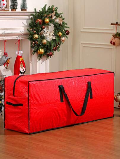 1 حقيبة تخزين شجرة عيد الميلاد الحمراء، حقيبة تنظيم، حقيبة تخزين شجرة عيد الميلاد مقاومة للماء، حقيبة تخزين مقاومة للحشرات وللغبار في عيد الميلاد، مقبض واسع ومريح، مناسبة لتخزين شجرة عيد الميلاد، وتخزين ديكورات العطلات، والتخزين المستودعي.