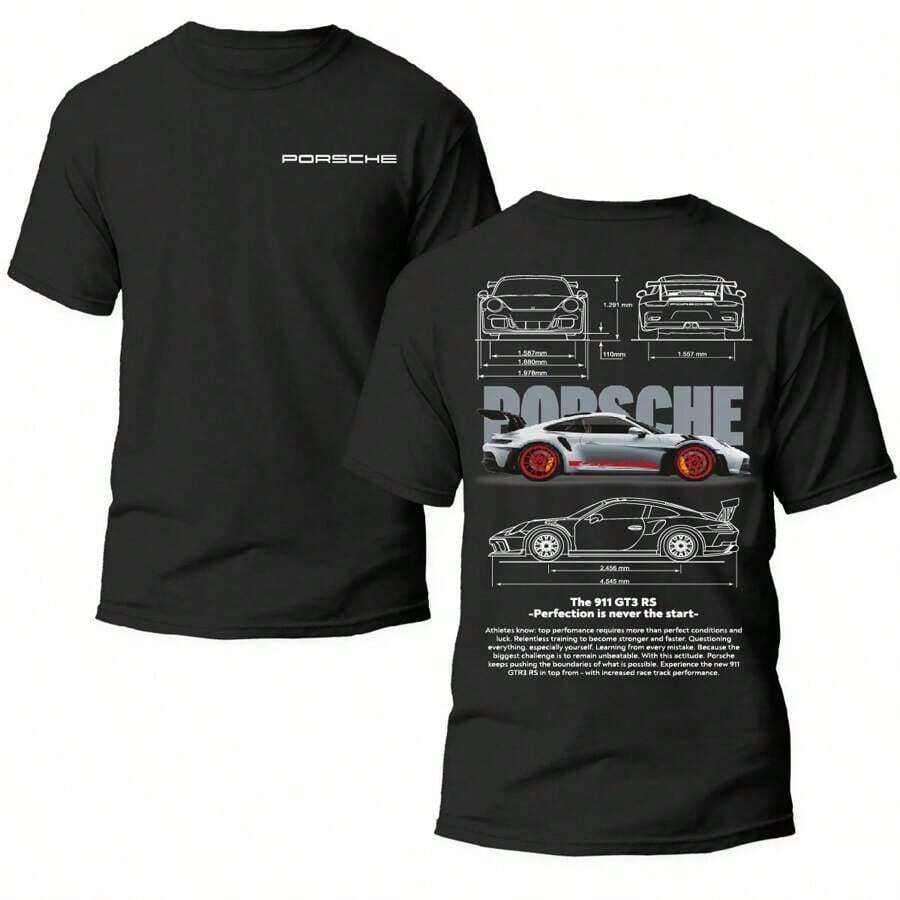 911 GT3 RS T-Shirt - 黑色 - 查看 1
