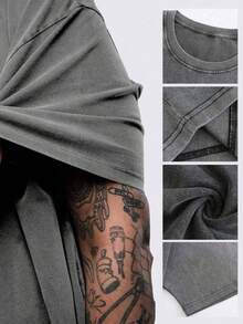 1 PCS Religious "Faith Is Believe In Jesus" Graphic Tee: Featuring Distressed Vintage Finish, Front Cross Print, Back Artistic Illustration Of Jesus Carrying Cross, Biblical Text "MATTHEW 6:6", Bold "FAITH IS BELIEVE IN JESUS" Lettering, Made Of Breathable 100% Cotton, Perfect For Infusing Spiritual & Nostalgic Vibes Into Outfits During Easter Celebrations, Church Events, Or Daily Wear, Christmas & Halloween & Thanksgiving Day & Valentine's Day & Pride & Father's Day & Easter & Mother's Day & New Year & Spring Festival, Men's Round Neck Printed Short Sleeve Casual Everyday T-Shirt, They Are Excellent Gifts For Friends And Family, 100% Cotton T-Shirts Feature, A Youthful And Fashionable Design, Graphic Tees Men, Graphic Tees Women, Cachorro Feliz, Back To School - Xám - Xem 5