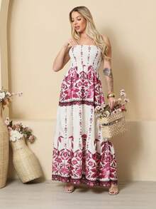 Look Of Millions!!! Long Strapless Dress With Floral Print - Tropical Pink - View 3