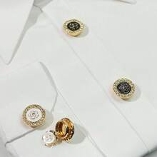 2pcs Round Shirt Button Covers, Elegant Decorative Cufflinks, Rhinestone Rose Decoration. These Exquisite Button Covers Are Suitable For Men's And Women's Shirts And Can Be Worn In Just 3 Seconds. They Are The Perfect Choice For Holiday And Birthday Gifts.