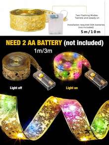 1pc Christmas Ribbon Light, LED Glowing Ribbon Light, Available In Multiple Sizes Gold Fairy Lights, Suitable For Christmas Tree, New Year Decoration, Holiday Celebration, Party Decor And Outdoor Porch LightingHalloween Decor Christmas Decoration Thanksgiving Wedding Home Decor Home Decor Fall Decor Autumn Decor Birthday Decorations For Gifts Party Supplies Indoor Outdoor Garden Holiday Festival Decor Wall Decor Halloween Ornamentschristmas Decoration XMAS Decor Christmas Tree Gift Decor Thanksgiving Wedding Home Decor Home Decor Fall Decor Autumn Decor Birthday Decorations For Gifts Party Supplies Indoor Outdoor Garden Holiday Festival Decor Halloween Decor Wall Decor Halloween Ornaments - Gold - View 5
