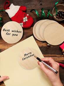 New 10 Pieces Handmade Blank Wooden Decorations, Hand Painted Wooden Decoration Accessories - For DIY Christmas And Holiday Decorations - Versatile Hanging Sign, Suitable For Party And Craft, Christmas Party Decoration, Round Pendant With Hole, Holiday Decoration, Handmade DIY Material, Home Creative Pendant, Hand Painted Wooden Decoration Accessories, Holiday Party Pendant