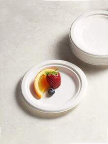 10/20/50个装 6英寸加厚豪华甘蔗纤维纸盘，加厚纸盘，蛋糕甜点盘，烧烤盘，可重复使用，防漏，一次性使用，适用于家庭厨房、餐厅、野餐、露营、派对、家庭聚会、生日派对、野餐、烧烤、派对餐盘、派对用品、婚礼、万圣节派对餐具 - 彩色 - 查看 7