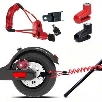 适用于小米 M365 Pro 2 1S 电动滑板车、自行车、摩托车的带钢缆防盗盘式制动器锁