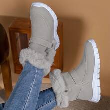 Women's Faux Fur - Trimmed Suede Ankle Boots: Warm & Stylish Winter Essential