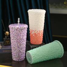 1pc 12 Oz (About 340 G) Sparkler Cup Handmade Rhinestone Set, Built-In Double Plastic Cup With Lid, Straw - Perfect For DIY Custom, Iced Coffee And Wa