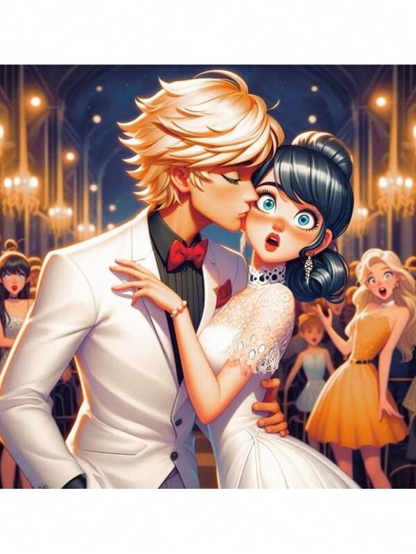 Ladybug Girl Diamond Art Painting Crafts Stickers Cute Cartoon Movie Adrian Couple Charming Anime Movie Sets Embroidery Cross Stitch Kit Rhinestones Home Room Bathroom Decor DIY Mosaic Picture Festival Holiday Gift