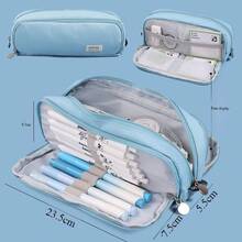 Large Capacity Pencil Case 4 Compartments, Pencil Pouch Bag With Zipper Portable Handle, Pen Case Bag Stationery Organizer For Office College School Adults Teen Girls Boys Men Women, Light Green