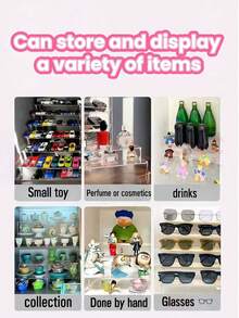 Un raft de depozitare cu 5/4/3/2/1 nivel. Fabricat din acrilic transparent. Potrivit pentru depozitarea cosmeticelor/rujurilor/bijuteriilor/jucăriilor mici/ochelarilor/ceasurilor/prăjiturelor și deserturilor etc. Ideal pentru decorul camerei, decorul casei și organizare.