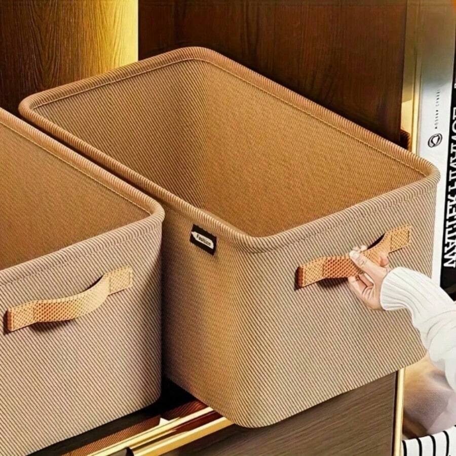 Bộ 1/2 giỏ đựng đồ bằng vải cổ điển - Cỡ L/XL/XXL - Có thể gấp gọn, đa năng, phù hợp cho tủ quần áo, giá sách, văn phòng và ký túc xá - Tuyệt vời để đựng quần áo, đồ dùng linh tinh và đồ gia dụng (Giao hàng ngẫu nhiên)