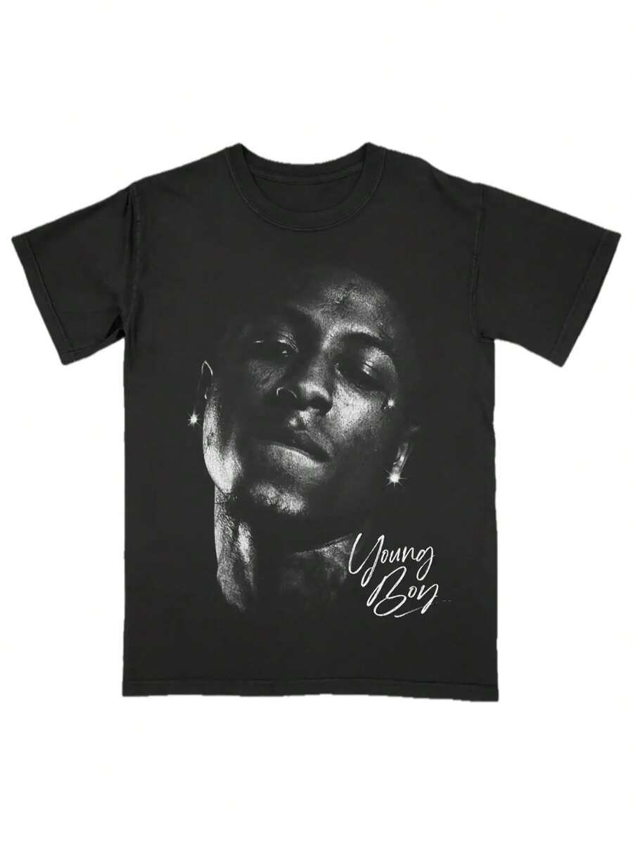 YoungBoy Never Broke Again T Shirt Kentrell DeSean Gaulden Tee American Rapper T Shirt YoungBoy Tee AI YoungBoy 2 T-Shirts Fashionable Short-Sleeved T-Shirts For Men And Women In All Seasons T-Shirts 220g - màu đen - Xem 1