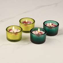 1/4pcs High-End Glass Aromatherapy Candle Set Gift Box, Made Of A Mixture Of Glass Wax, Soy Wax, And Beeswax, Suitable For Wedding Venues, Halloween Holiday Venues, Restaurants, Living Rooms, Yoga Studios, Meditation, Birthday Candles, Mother's Day Gifts, Valentine's Day Gifts, Birthday Gifts, Adult Gifts, Wedding Candles, Home Decoration, Room Decoration, Wedding Gifts, And Souvenirs