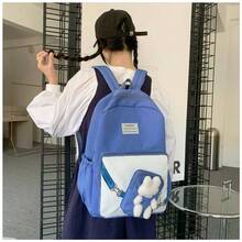 Mochila escolar, mochila escolar con estampado de conejito, mochila multifuncional, mochila escolar grande con conejito, bolsa de viaje de gran capacidad, mochila impermeable, mochila para exteriores, bolsa de almacenamiento, bolsa de viaje, mochila informal ligera, mochila informal impermeable para portátil, bolsa de viaje informal para portátil con tirantes en forma de S, diseño de animal lindo, suministros de almacenamiento, suministros de viaje, adecuada para la escuela, el trabajo, viajes (negro, rosa) - Mezcla de colores aleatoria - Ver 5