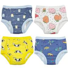 4pcs Leak-Proof Potty Training Pants, Upgraded Leg Cuffs To Prevent Side Leakage, Washable And Reusable Children's Underwear, Baby Gift