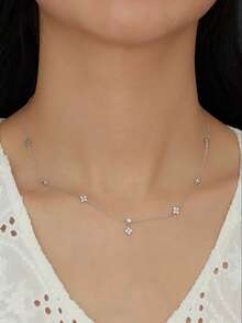 1 Pc 925 Sterling Silver Elegant Exquisite Four Leaf Clover Necklace For Women Fine Ladies Jewelry Gift Party Gift Birthday Gift Daily Wear - Four-leaf Clover Necklace - View 3