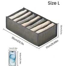 1 件可折叠储物袋，带 7/9 个隔层衣柜整理器，便携式旅行储物盒，适用于裤子、牛仔裤、衬衫、内衣和袜子 - 多用途矩形储物盒，适用于家庭储物 - 灰色 - 查看 9