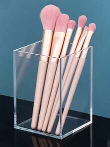 1pc Plastic Transparent Storage Box, Multifunctional Acrylic Storage Box, Desktop Pen Holder Makeup Brush Rack, Stationery Organizer Storage Box, Makeup Brush Storage Box, Desktop Beauty Tool Cosmetic Storage Bucket, Lipstick Storage Box, Pen Holder, Brush Organizer, Desktop Organizer Storage Box, Makeup Brush Storage Bucket, Back To School, Study Supplies, Cute Stationery, Campus Style, Stationery, Writing Pens, Makeup Brushes, Eyebrow Pencils - Clear - View 6