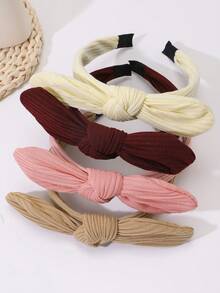 4pcs/Set Girls Corduroy Rabbit Ear Bow Headband Set - Multicolor - View 6