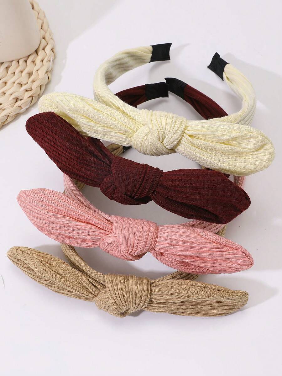 4pcs/Set Girls Corduroy Rabbit Ear Bow Headband Set - Multicolor - View 1