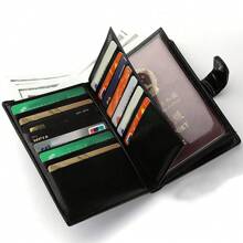 Men's Wallet Vintage Style Driver's License Card Holder Bifold Wallet Large Capacity Multi-Function Passport Holder Passport Case Unisex Clutch Bag For Men Money Wallet Mini Wallet Purse Wallet Men Wallet Leather Small Wallet - Black - View 4